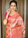 Banarasee Handwoven Antique Zari Buta & Border Saree Zari-Peach
