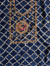 Pure Handloom Mul Cotton Bagru Block Print Gotapatti Suit Set-Blue