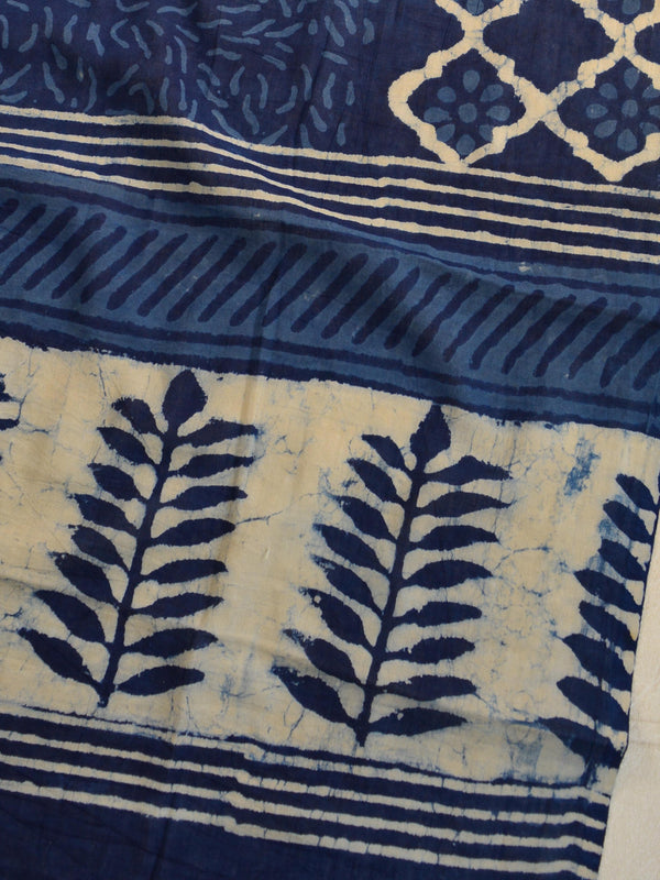 Pure Handloom Mul Cotton Bagru Block Print Gotapatti Suit Set-Blue