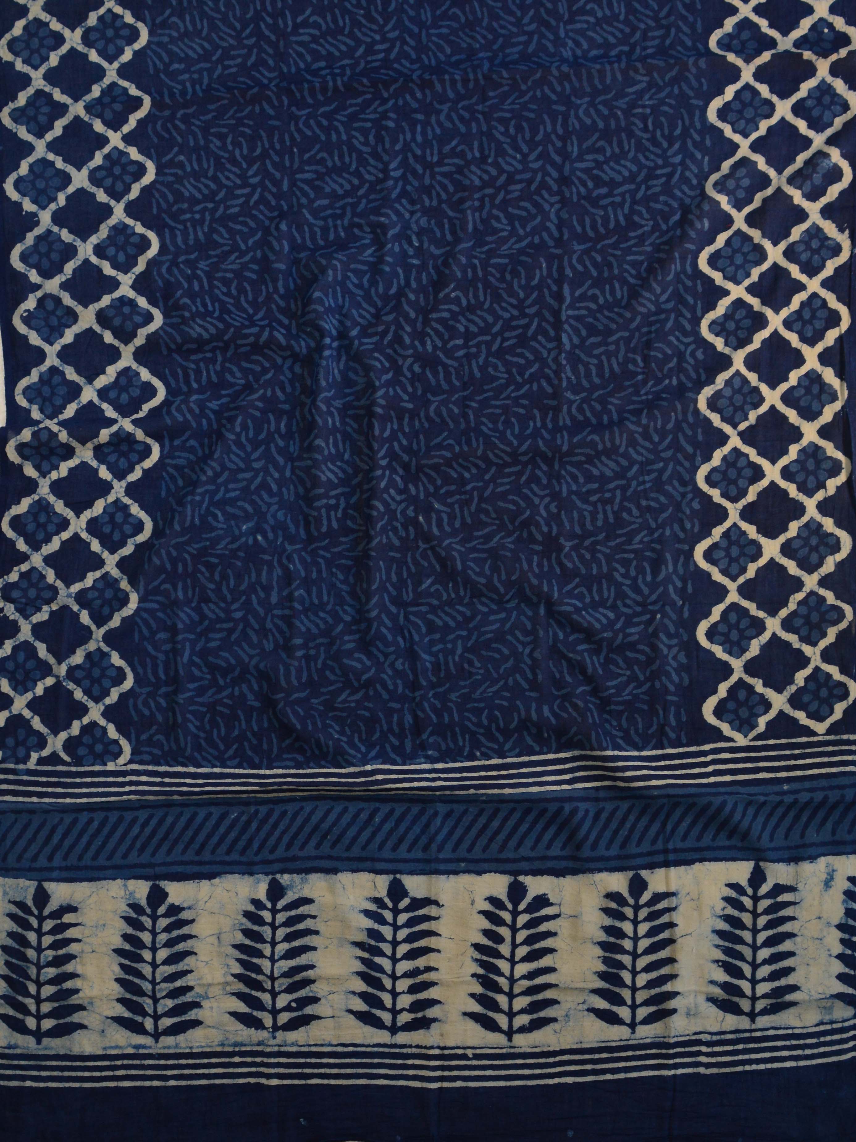 Pure Handloom Mul Cotton Bagru Block Print Gotapatti Suit Set-Blue
