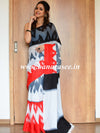 Handloom Mul Cotton Block Print Saree-White & Black