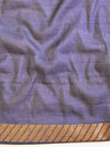 Banarasee Handwoven Semi Silk Saree With Contrast Border-Red & Blue