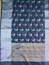 Banarasee Cotton Silk Mix Banswada Sari With Floral Buta & Skirt Border-Blue