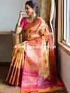 Banarasee Handwoven Antique Zari Buta & Border Saree Zari-Orange