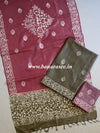 Handloom Khadi Cotton Hand-Dyed Batik Pattern Salwar Kameez Dupatta Set-Green & Purple