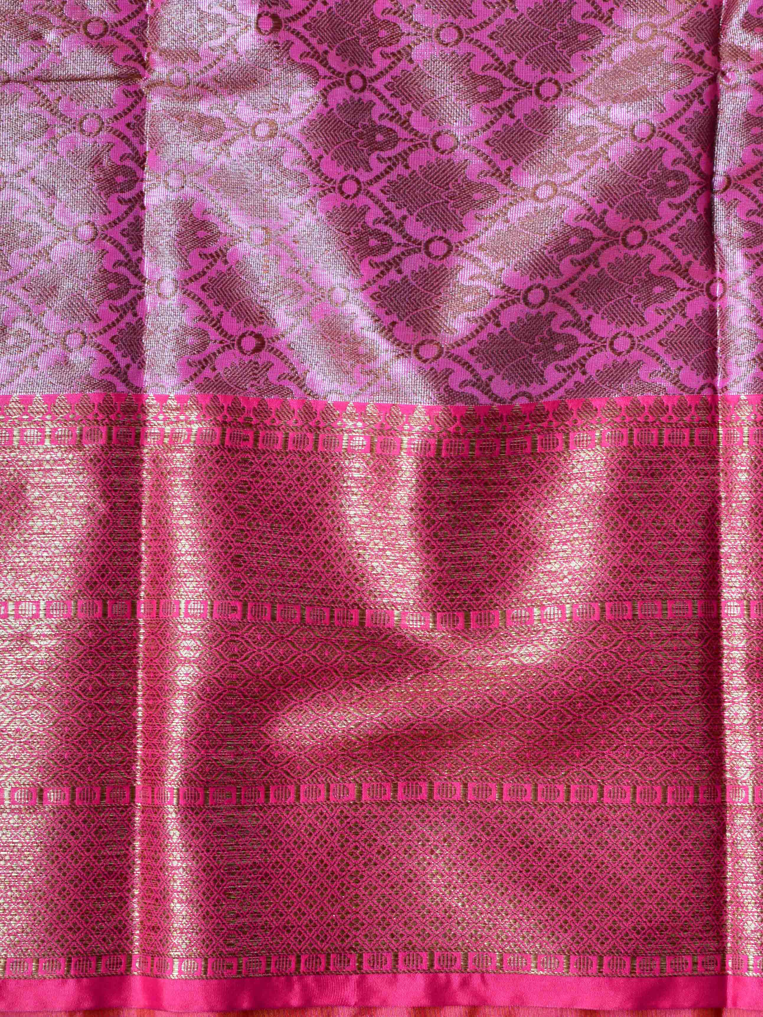 Banarasee Handwoven Antique Zari Buta & Border Saree Zari-Orange