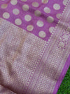 Banarasi Cotton Silk Mix Sari With Polka Dots & Zari Border-Purple