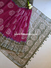 Bhagalpur Handloom Pure Linen Cotton Hand-Dyed Batik Pattern Saree-Magenta