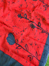 Handloom Mul Cotton Handblock Printed Salwar Kameez With Chiffon Dupatta-Red & Blue