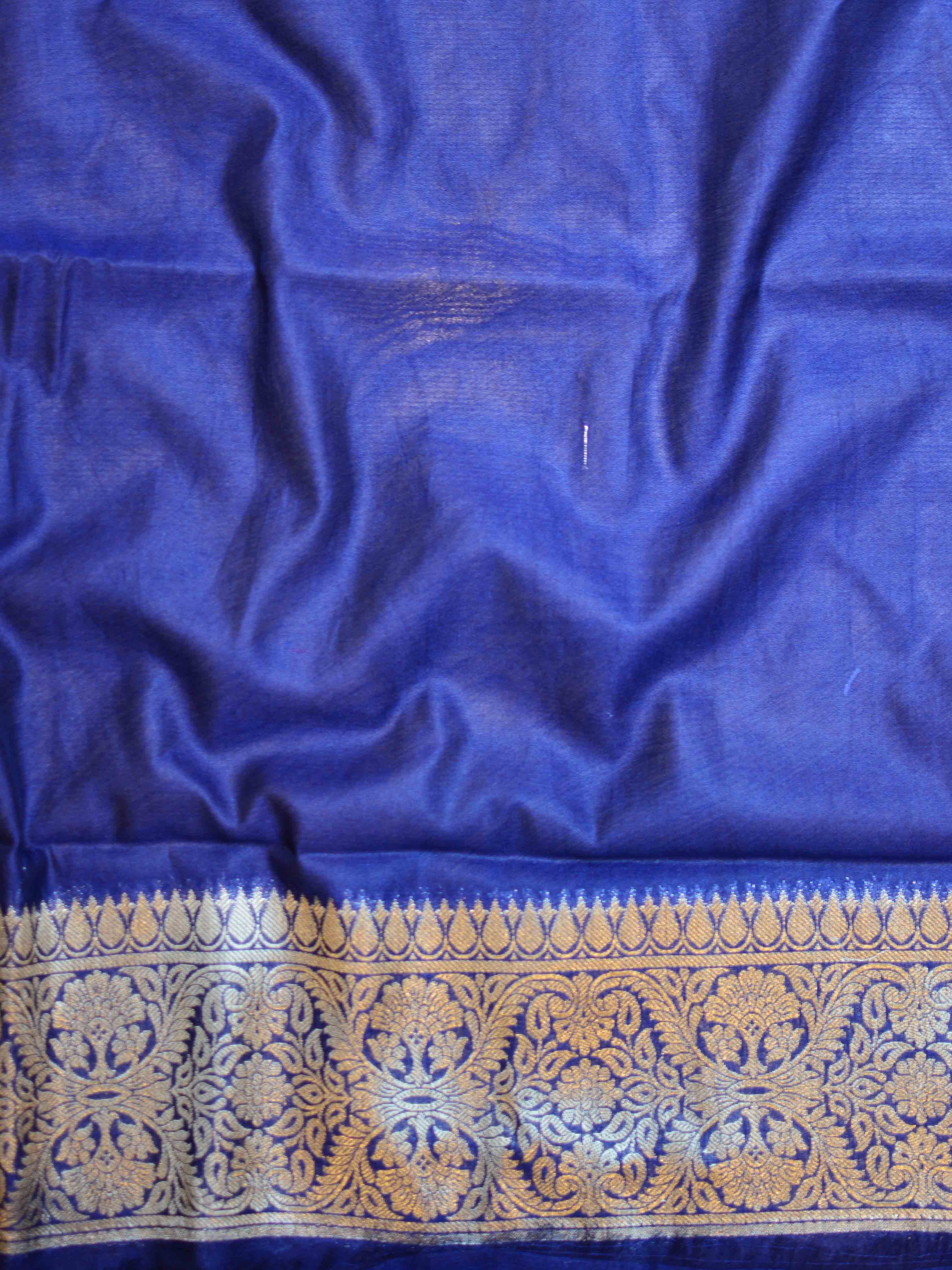 Banarasee Faux Georgette Saree With Zari Jaal Work & Floral Border-Blue