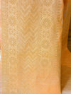 Banarasee Handwoven Semi-Chiffon Saree With Silver Jaal Design-Peach