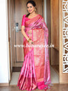 Banarasee Handwoven Antique Zari Buta & Border Saree Zari-Pink