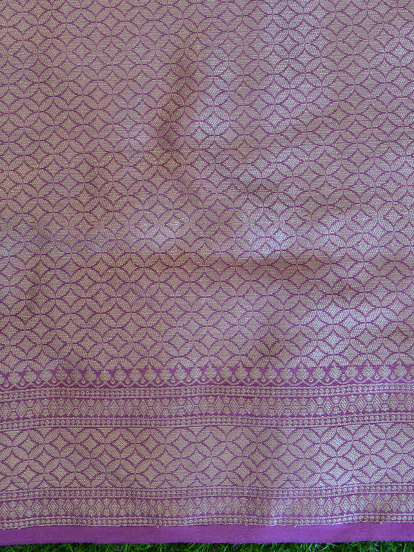 Banarasi Cotton Silk Mix Sari With Polka Dots & Zari Border-Purple