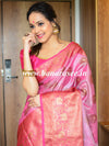 Banarasee Handwoven Antique Zari Buta & Border Saree Zari-Pink