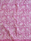 Banarasee Kota Doria Hand-Embroidered Salwar Kameez Dupatta Set-Pink