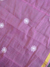 Banarasee Kota Doria Hand-Embroidered Salwar Kameez Dupatta Set-Pink