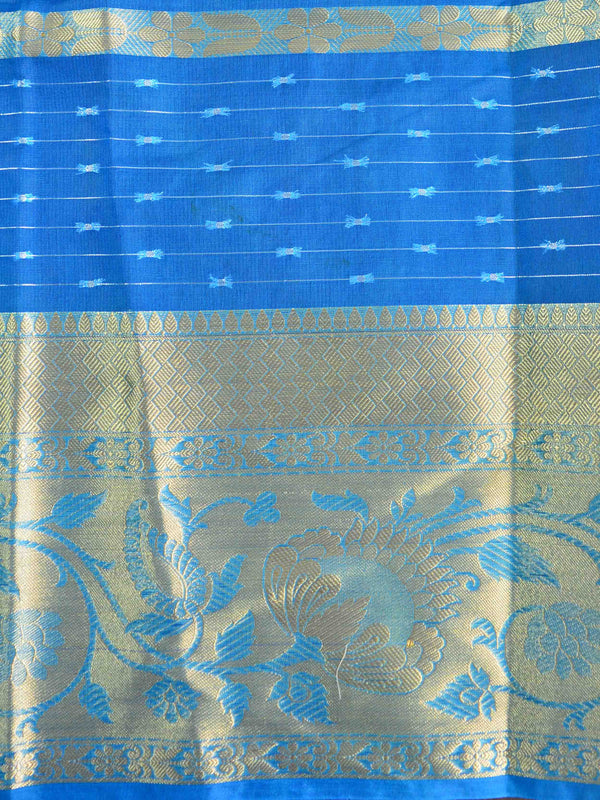 Banarasee Organza Silk Mix Saree With Shibori Dye & Zari Border-Blue