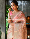Banarasee Organza Mix Saree With Silver Zari-Peach