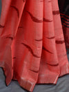 Banarasee Linen Cotton Ikkat Woven Saree-Peach