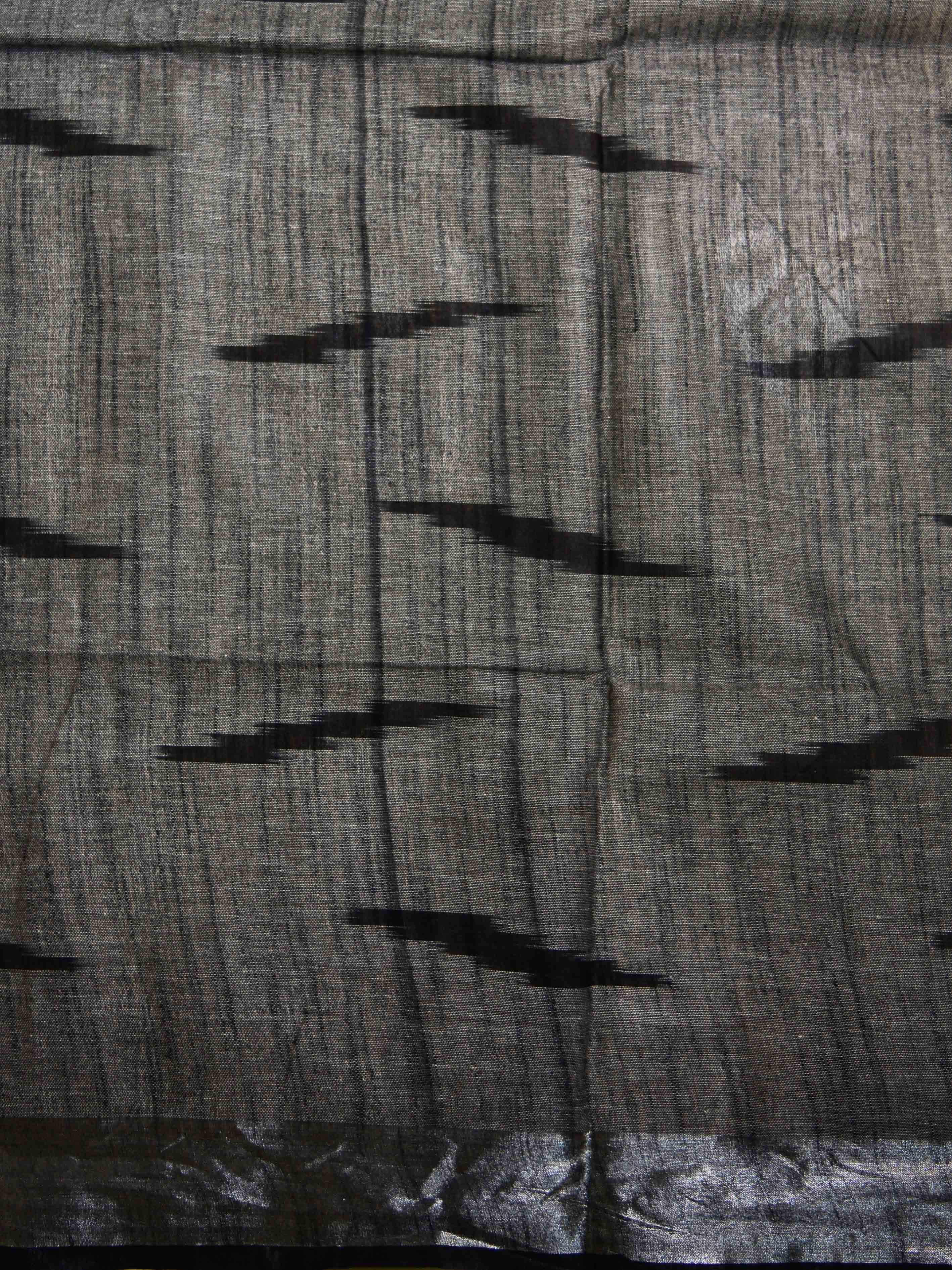 Banarasee Linen Cotton Ikkat Woven Saree-Peach