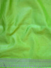 Banarasee Handwoven Semi-Chiffon Saree With Zari Jaal Work & Floral Border-Lime Green