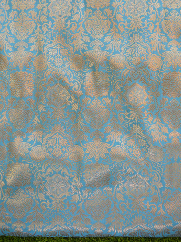Banarasee Cotton Silk Plain Saree With Contrast Blouse-Blue