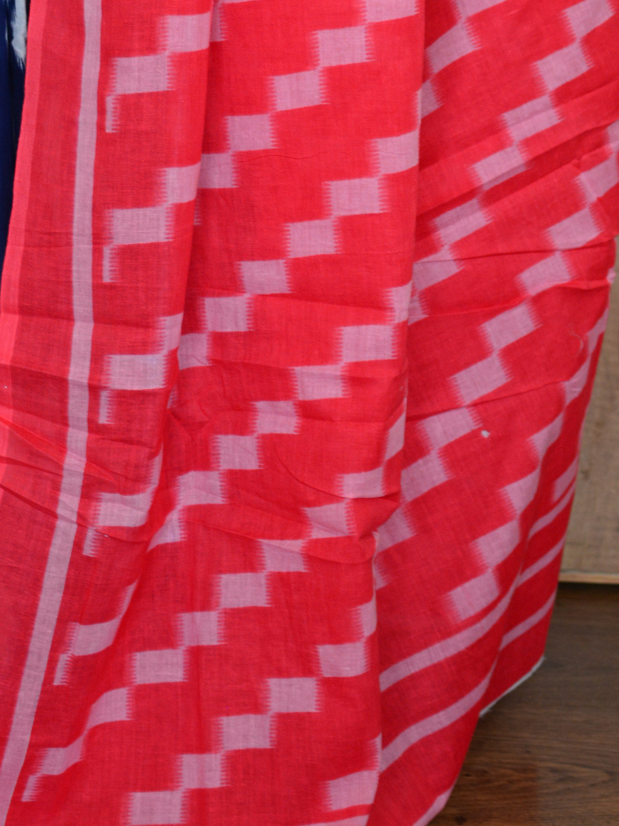 Handloom Mul Cotton Ajrakh Print Saree-Blue