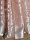 Banarasee Organza Mix Saree With Silver Zari-Peach