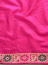 Banarasee Handwoven Semi Silk Saree With Zari Buta Design-Green & Pink