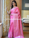 Kanjivaram Art Silk Saree With Silver Zari Jaal Design-Pink