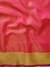 Banarasee Handloom Pure Linen By Tissue Metallic Shine Saree-Green & Red