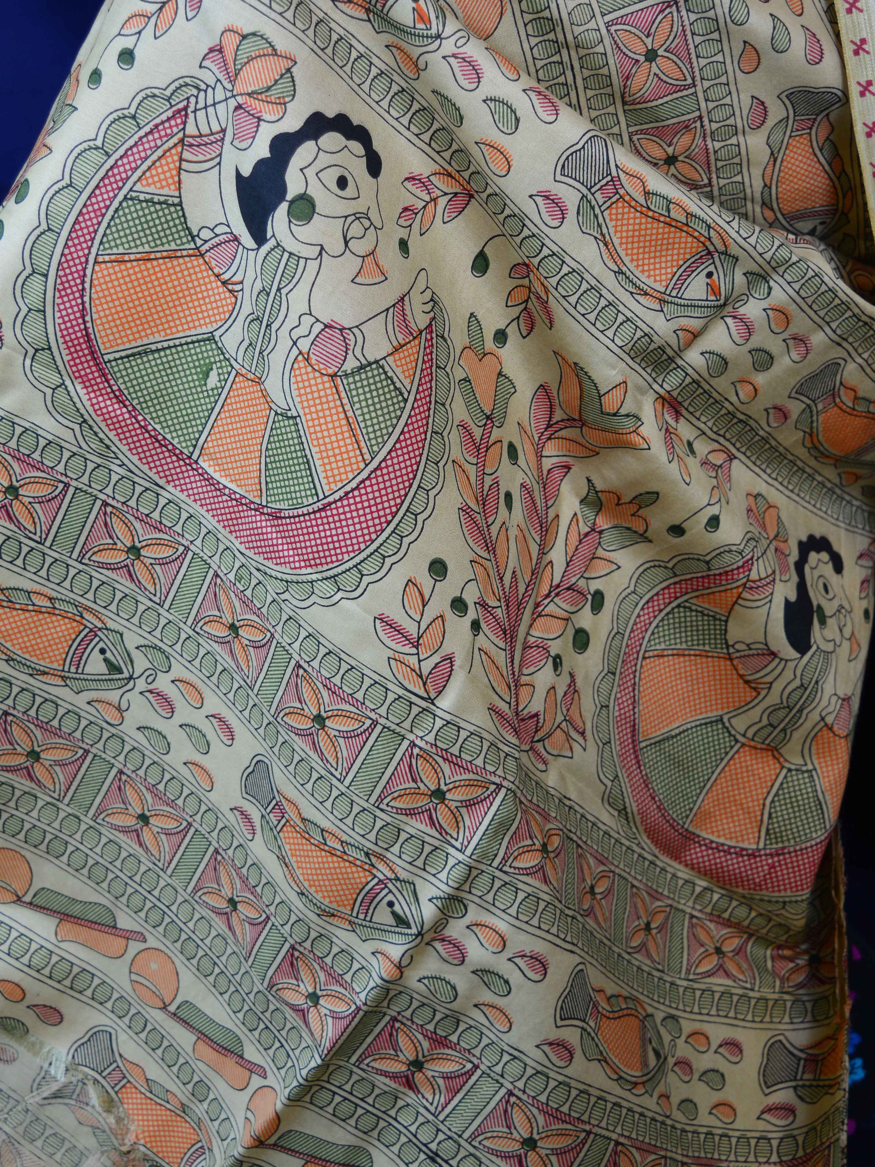Pure Handloom Khadi Cotton Madhubani Print Salwar Kameez Dupatta Set-Yellow