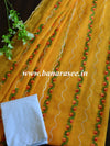 Banarasee Kota Doria Hand-Embroidered Salwar Kameez Dupatta Set-Yellow