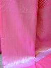 Kanjivaram Art Silk Saree With Silver Zari Jaal Design-Pink