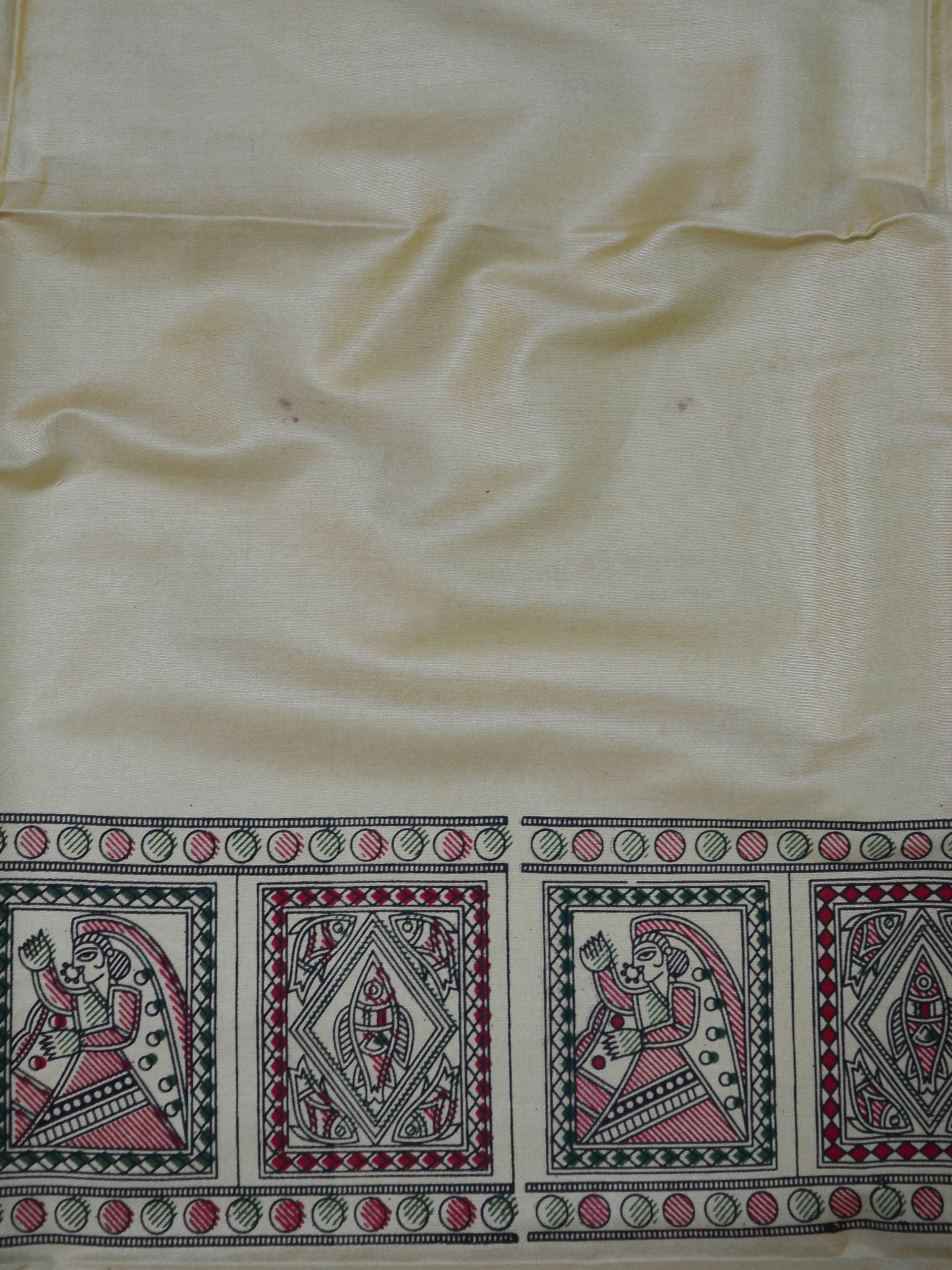 Pure Handloom Khadi Cotton Madhubani Print Salwar Kameez Dupatta Set-Yellow