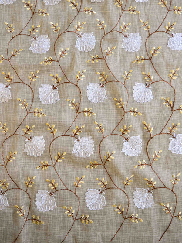 Banarase Kota Doria Heavy Hand-Embroidered Salwar Kameez Dupatta Set-Beige