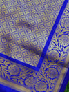 Banarasee Handwoven Semi Silk Saree With Zari Buta Design & Floral Border-Orange