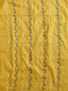 Banarasee Kota Doria Hand-Embroidered Salwar Kameez Dupatta Set-Yellow