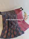 Banarasee Handwoven Semi Silk Copper Zari Open Border Saree-Grey