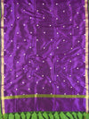 Banarasee Brocade Salwar Kameez Fabric With Mirror Work Dupatta-Purple & Beige