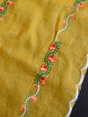 Banarasee Kota Doria Hand-Embroidered Salwar Kameez Dupatta Set-Yellow
