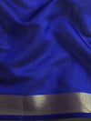 Banarasee Handwoven Silk Cotton Jamdani Saree With Resham & Zari Design-Blue