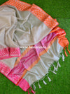 Banarasee Tissue Saree With Ganga Jamuna Border-Silver