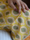 Pure Handloom Mul Cotton Sanganeri Block Printed Gotapatti Suit Set-Yellow