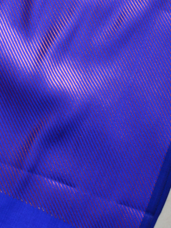 Banarasee Handwoven Semi Silk Saree With Copper Zari Buta Design-Royal Blue