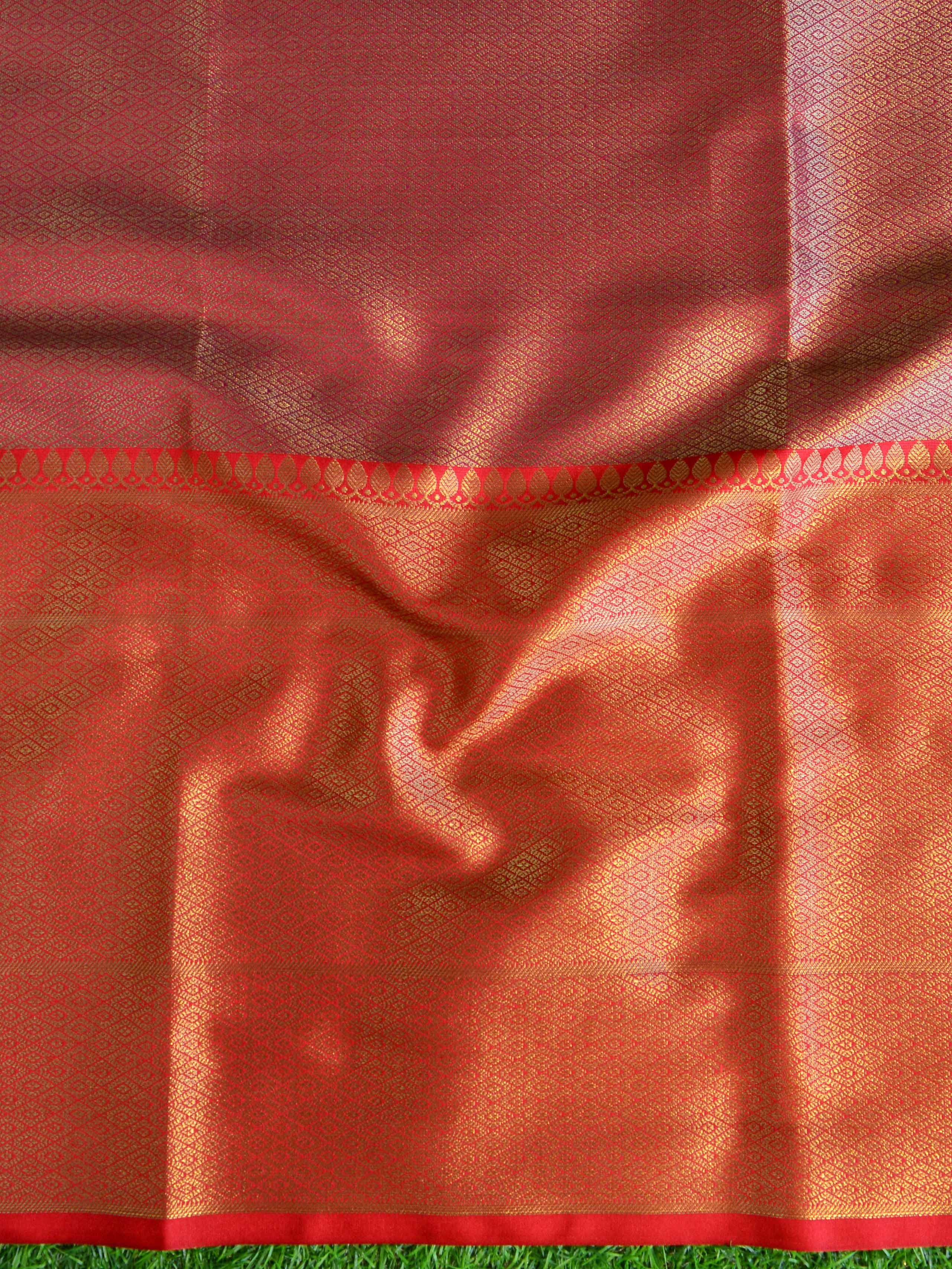 Banarasee Handwoven Broad Border Tissue Saree-With Skirt Border-Blue