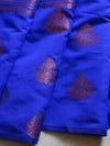 Banarasee Handwoven Semi Silk Saree With Copper Zari Buta Design-Royal Blue