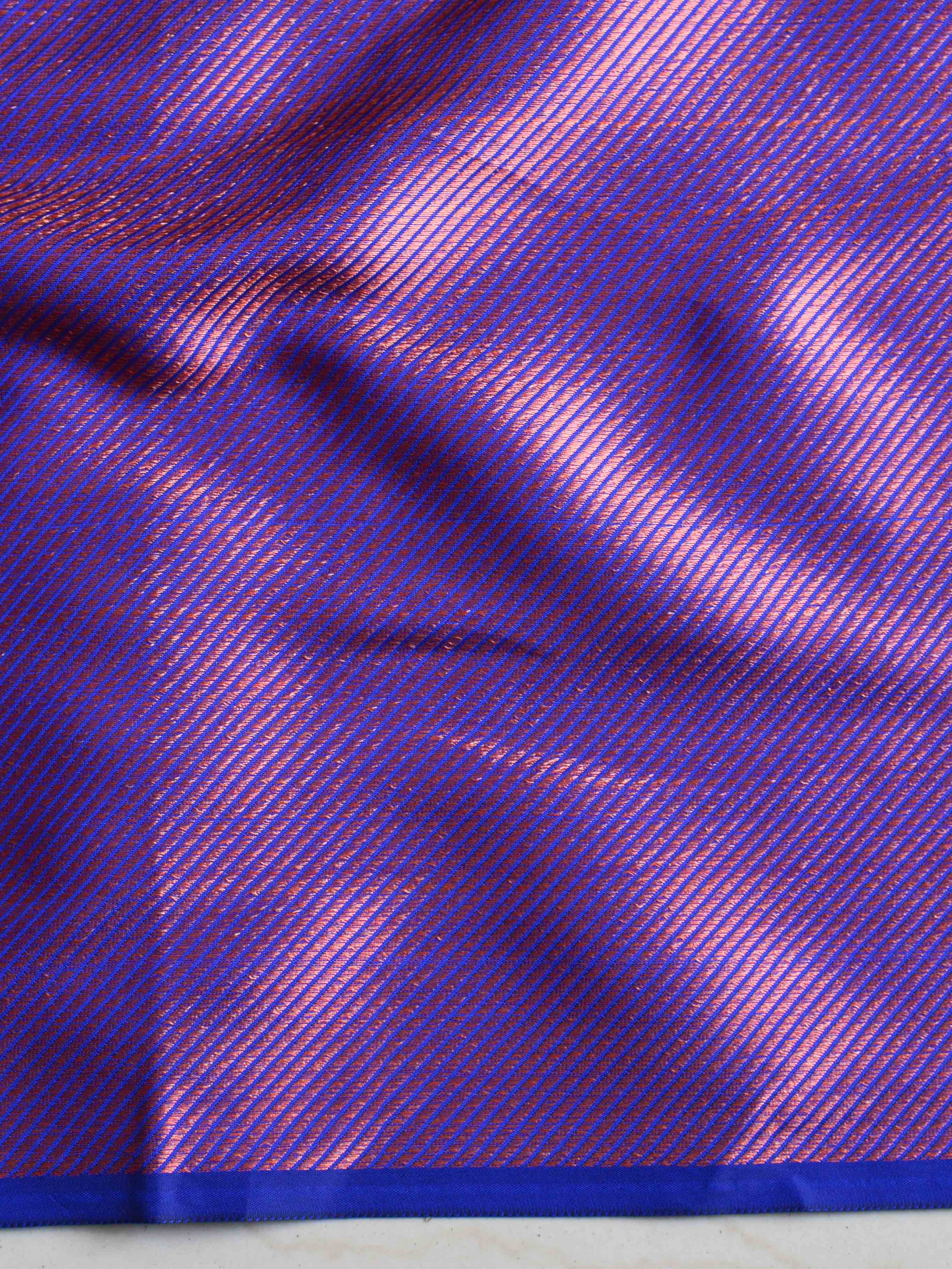 Banarasee Handwoven Semi Silk Saree With Copper Zari Buta Design-Royal Blue
