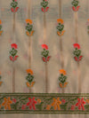 Banarasee Handloom Chanderi Salwar Kameez Fabric With Meena Design-Beige