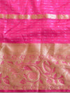 Banarasee Organza Mix Saree With Stripes Design Dual Color & Broad Border-Pink & Orange